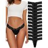 Evolyline Confezione multipla di perizoma e perizoma in pizzo da donna, biancheria intima sexy in cotone, nero, confezione da 12 pezzi, L