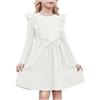 Arshiner Ragazze Abito Foglia di Loto Manica Bambini Casual Papillon Linea A Festivo Autunno Inverno Maniche Lunghe Abito per Bambine 3-8 Anni