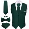Barry.Wang Gilet Formale da Uomo Panciotto Business Slim Fit Casual Tinta Unita Set Cravatta Papillon per Matrimonio Festa, verde smeraldo, M
