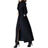 PLAERPENER Cappotto in lana di cashmere da donna, trench invernale caldo e spesso, doppio petto, lungo, Nero , 42