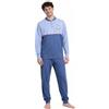 Leedya Pigiama Uomo Lungo in Cotone Jersey 100% Pettinato - Stile e Comfort in Ogni Dettaglio - Pigiama Leggero per Le Notti Estive - Polsini No Stress (IT, Testo, M, Regular, Regular, 811 - Blu)