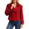 Generisch Trench Coat - Cappotto corto da donna, doppio petto, vintage, tinta unita, per l'autunno, in softshell, elegante, in tinta unita, per le mezze stagioni, con risvolto