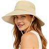 lifwimner Cappello da Sole da Donna a Tesa Larga, Cappelli da Sole Pieghevoli con Coda di Cavallo Cappello Estivo Impermeabile per Spiaggia Campeggio Safari Giardino Pesca