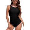 SHEKINI Costume da Bagno Intero da Donna con Collo Alto e Controllo della Pancia Costume da Bagno in Rete con Gancio Posteriore Cavo