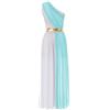 Miutii Abito da Donna Dea Greca Costume Vestito Greco Bianco a Spalla Singola Toga Antica Eldes Abito Vestito Romano, Azzurro, L