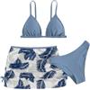 Generic Costumi da Bagno Ragazza 3 Pezzi Bikini Tuta Camisole Top con Coprire Pantaloncini da Spiaggia Bambini Nuoto Costume Gonna Stampata Surf Costumi da Bagno 8-15 Anni (Light Blue, 13-14 Years)