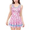 LittleForBig Minigonna aderente da donna senza maniche effetto seta, rosa, 3XL