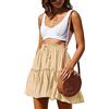 HOEREV Gonna Corta Svasata da Donna a Vita Alta, Gonna a Volant a Vita Alta, Minigonna da Spiaggia,Beige,XL