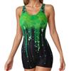 Generico Costume Intero Donna Conservativo Alto Collo Canottiera con Pantaloncini Sportivo Costume da Bagno Intero Donna per Piscina Spiaggia(Green, S)