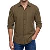 Enlision Camicia Uomo Quadri a Manica Lunga Casual Elegante Felpata Scozzese Camicie Marrone con Tasche Bottoni da Uomo Regular Fit XL