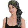 ZLYC Copricapo estivo da donna con stampa turbante, Acquerello Floreale Verde Mil, Taglia unica