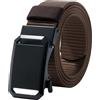 LionVII Cintura Uomo, Cintura Nylon Uomo Cricchetto Automatica Fibbia 38mm,Trim Regolabile per Adattars [130 cm L x 3,8 cm W] caffè