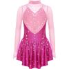 Miutii Abito per Pattinaggio su Ghiaccio per Ragazze, Abito da Balletto con Glitter, Abito da Ballerina, Strass, Lucido, Abito da Pattinaggio, Abito da Pattinaggio Moderno, Costume da Gara di Danza