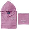 Cieffepi Home Collections MYFIT Set Microfibra Personalizzabile Accappatoio Unisex con cappuccio + Telo (IT, Testo, L, Regular, Regular, Rosa)