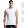 SKIPPER Confezione da 3 canottiere da uomo senza maniche, colore bianco, cotone elasticizzato, traspirante e indeformabile, slim fit, S-3XL