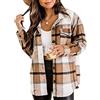 Peuignao Camicia Scozzese Donna Flanella Quadri Shacket Giacca Scacchi Classica Oversize Boscaiolo Casual Taglie Forti Quadretti Bottoni Primavera Cammello M