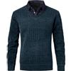 OlyljpinZ Uomo Scollo a V Casual Pullover Maniche Lunghe Maglia Pullover Lavorato a Maglia con Colletto di Camicia Maglioncino V-Collo Maglione Inverno Classico