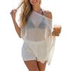 Djbdesi, Poncho asimmetrico in maglia da donna, copricostume da spiaggia, top estivo leggero, a spalle scoperte, scialle trasparente, A1 giallo, Etichettalia unica