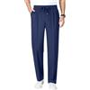 Generale Pantaloni Stretch Uomo, Pantaloni Chino in Cotone con Vita Elastica, Pantaloni Estivi Traspiranti e Comodi Stile Smart Casual per Uomini Anziani(Blue,4X-Large)
