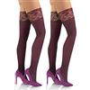 sesto senso 2 paia Calze Autoreggenti Opache Microfibra 40 den Coprenti Donna M/L 38-40 Bordeaux