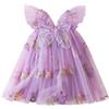 AIEOE Abito Principessa di Cotone con FICCO Abiti in Tulle Floreale Senza Maniche per Mare Spiaggia Viaggio Neonate Bambine 2-3 Anni Viola