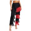 RUNQHUI Pantaloni da danza latina con frange da donna, pantaloni da danza Rumba Tango Chacha Salsa, costume da ballo, B Nero Rosso, S