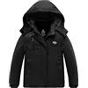 Wantdo Montagna Giacca Sci Bambina Impermeabile Giubbotto | 10000mm Impermeabile, Traspirante, Antivento, Fodera in pile, Cappuccio rimovibile, 3 Tasche con zip, Snowboard, Sci &Outdoor