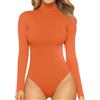 Prontiaduscire Body Donna Maniche Lunghe Collare Alto Maglia Bodysuit 131 Arancione XL