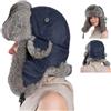 YJSM Cappello Aviatore da Uomo in Vera Pelliccia di Coniglio, Antivento, Ushanka Russo, Cappello da Trapper，Cappello di Coniglio Vero (Grigio Blu)