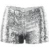 IQYU Pantaloncini da ballo da donna, con paillettes, pantaloni corti da donna, con paillettes, sexy, per feste, leggeri, per Capodanno, per carnevale, feste, streetwear, argento, m