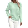 Generisch Maglione da donna con motivo a treccia, elegante, scollo rotondo, maglia grossa, maglione invernale, maglione leggero, a maglia, in tinta unita, morbido maglione invernale