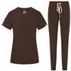 B-well Naomi, set da donna con casacca e pantaloni, set medico, uniforme per medici, giacca con pantaloni, abbigliamento professionale medico con elastan, cioccolato, XXL