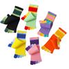 Antcher Calzini a righe in cotone per bambini, cinque dita calzini arcobaleno a righe per ragazze ragazzi 2-10 anni, 6 paia