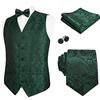 Alizeal Set di 5 gilet da uomo in jacquard Paisley | Cravatta tascabile quadrato papillon gemelli e gilet, set causale per feste e matrimoni