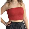 creazioni unique Top Donna Elegante Senza Spalline - Top a Fascia Corto Estivo Elasticizzato 100% Rayon (Rosso)