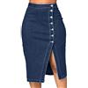 Generic Gonna in jeans da donna lunga con spacco, lunghezza al ginocchio, gonna a matita, elegante gonna midi con bottoni, gonna estiva al ginocchio, elasticizzata, per feste, estive, in denim, Blu, XXL