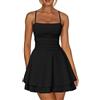 AOWVUTS Vestito Sexy Donna Mini Abito Senza Maniche Spaghetti Strap Vestito Corto da Sera Senza Schienale Elegante Abito Bodycon Aderente Swing Estate per Cocktail Discoteca Party Club Festa
