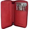 CM Conte Massimo CONTE MASSIMO Portachiavi Per Uomo e Donna, Vera Pelle Con Cerniera, Ganci e Tasche, Con Scatola Regalo (Rosso Piccolo)