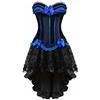 jutrisujo corsetto bustino in pizzo con gonna tutu elegante donna sexy Halloween costumi natale abito set Nero Blu S
