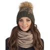 Vivisence Cappello Invernale da Donna con Pompon Fodera Interna in Pile Morbido Realizzato in Filato Caldo Ed Elasticizzato Perfetto per Le Giornate Fredde