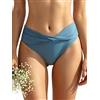 SHEKINI Fondo Bikini per Donna Triangolo Classico Ruched Bikini Nuoto Tronchi Culotte Slip Costumi da Bagno Pantaloncini da Spiaggia (S, Blu foschia)