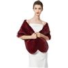 BEAUTELICATE Stola Pelliccia Donna Sciale Sciarpa Coprispalle Elegante per Matrimonio Invernale Sposa Damigella Cerimonia (Aggiornato - Vino rosso,Taglia unica)