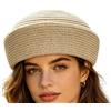 Genérico Cappello di paglia con stile berretto, da donna, stile vintage, tessuto A, Colore crema