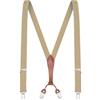 Buyless Fashion Bretelle da Uomo - 122 cm Cinghie Elastiche 2.54 cm Retro a Y in Pelle - 5118-Tan