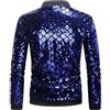 Generisch Giacca lucida da uomo con paillette, giacca bomber con zip, giacca da baseball, 70S, felpa da discoteca, lucida, metallizzata, per feste di Natale, per attività all'aria aperta, con glitter, Blu, XXL