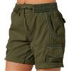 Generic Pantaloncini cargo da donna, estivi, casual, corti, multi tasche, bermuda a vita alta, con coulisse, per il tempo libero, comodi da spiaggia, Verde militare B, M