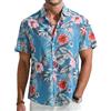 Glintfrolg Camicia hawaiana da uomo, estiva, a maniche corte, con bottoni, casual, per il tempo libero, per le vacanze, motivo floreale, vestibilità regolare