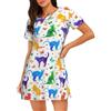 VCzsdff Camicia da notte da donna a maniche corte con farfalla a pois e gatto, camicia da notte a maniche corte, Nero , L