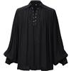 GRACEART Camicia da pirata medievale in cotone Camicia d' epoca per uomo (S, Nero)