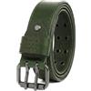 Zerimar Cintura in pelle bovina - 39 mm larghezza - cintura uomo pelle - cintura uomo fibbia - cintura pelle uomo - cintura uomo, Verde, 130 cm